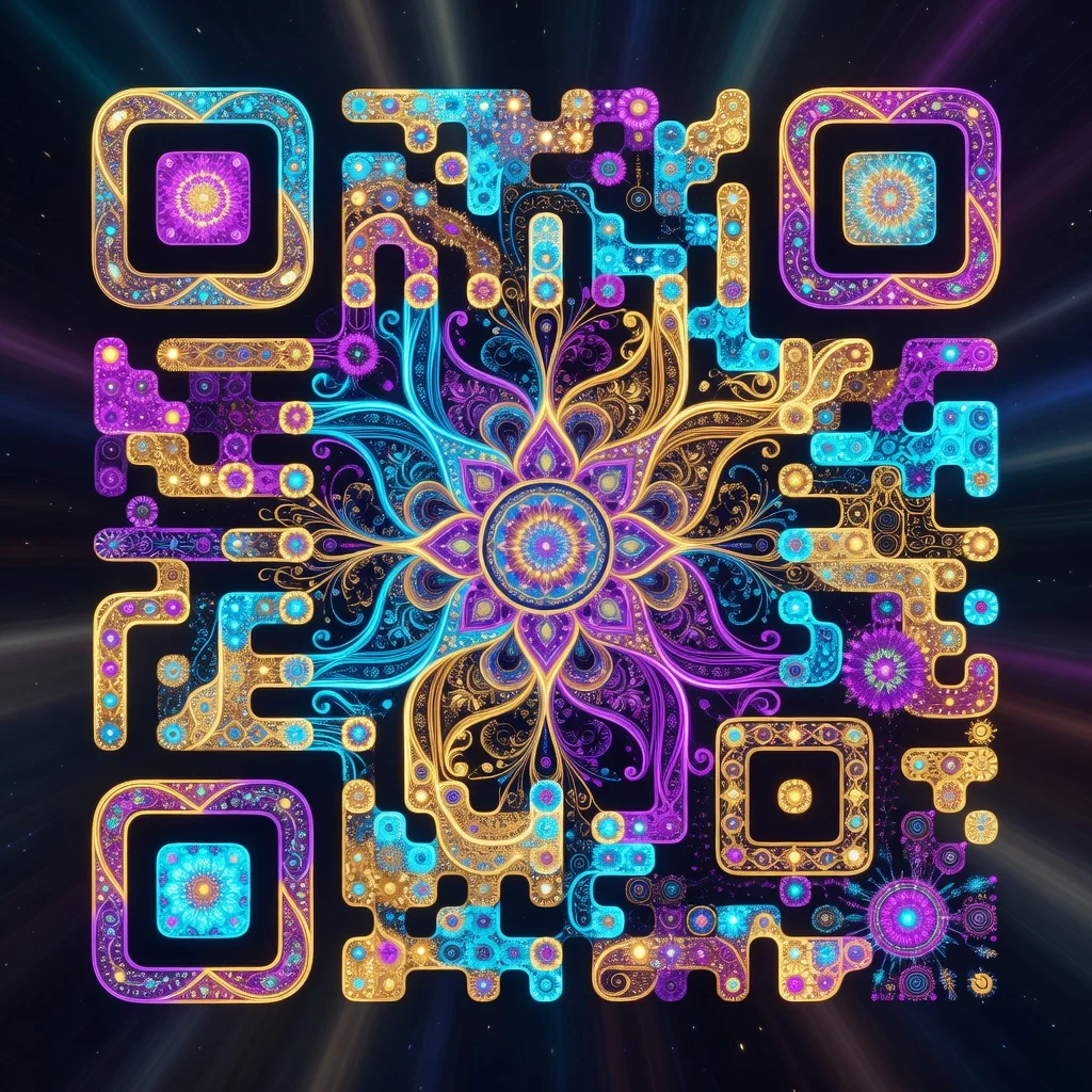 Artistic AI-generated QR code combining beautiful digital art with scannable patterns